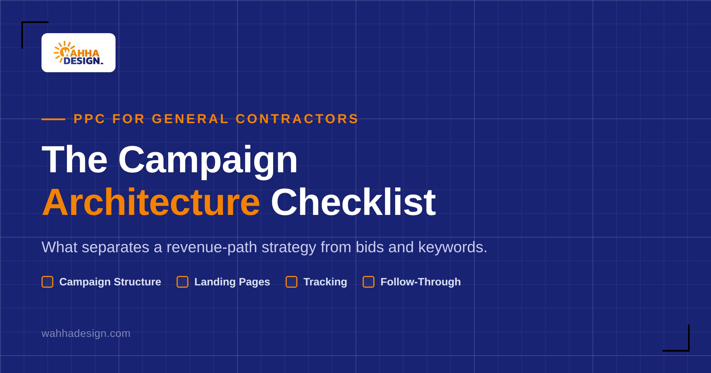 PPC architecture checklist for general contractors covering campaign structure, landing pages, tracking, and follow-through
